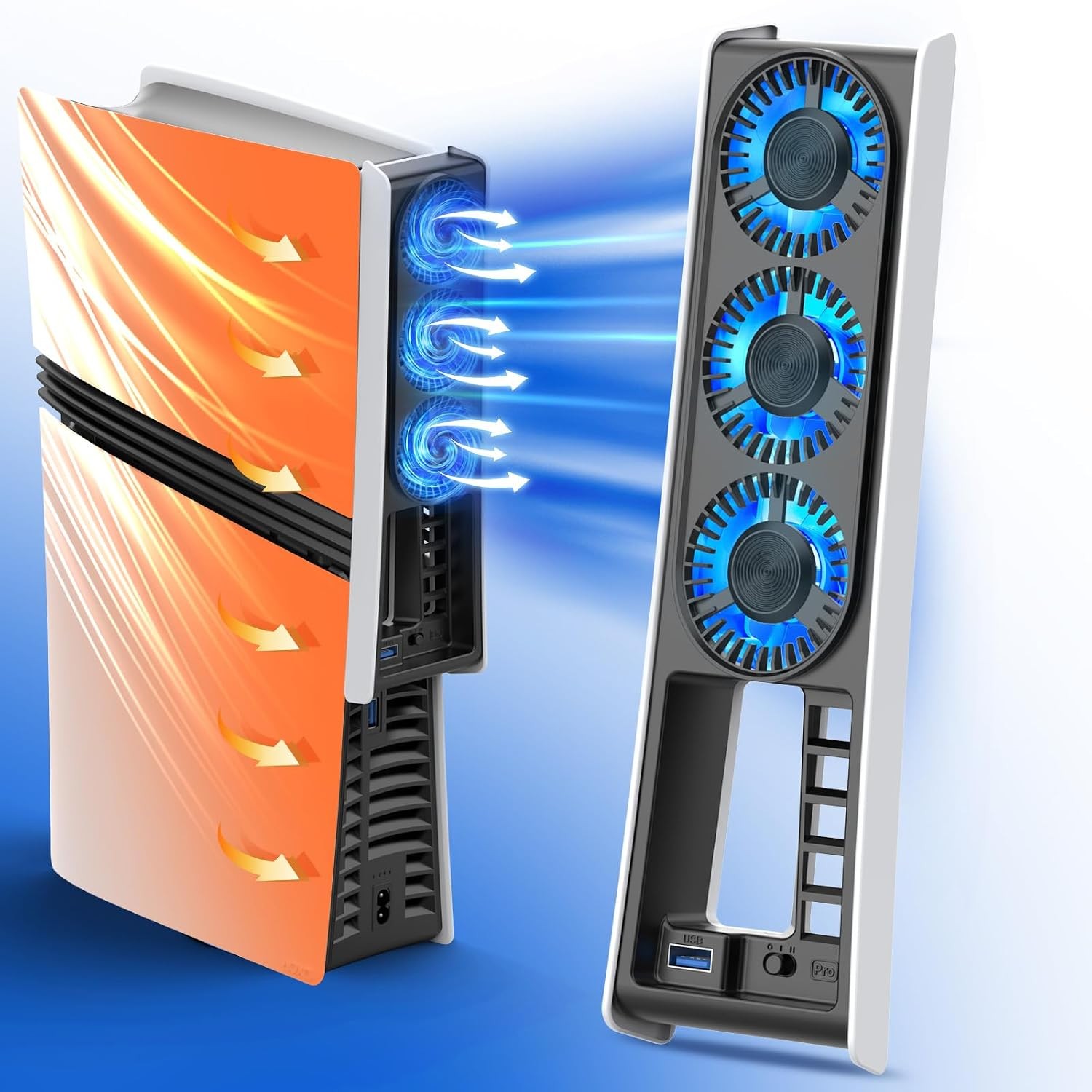 Quiet Auto On/Off Cooling Fan for PS5 Pro Upgrade, Upgraded Cooler Accessory