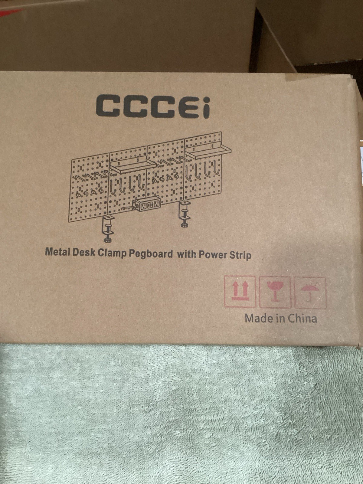 CCCEI Metal Desk Clamp Pegboard with Power Strip (NEW SEALED)