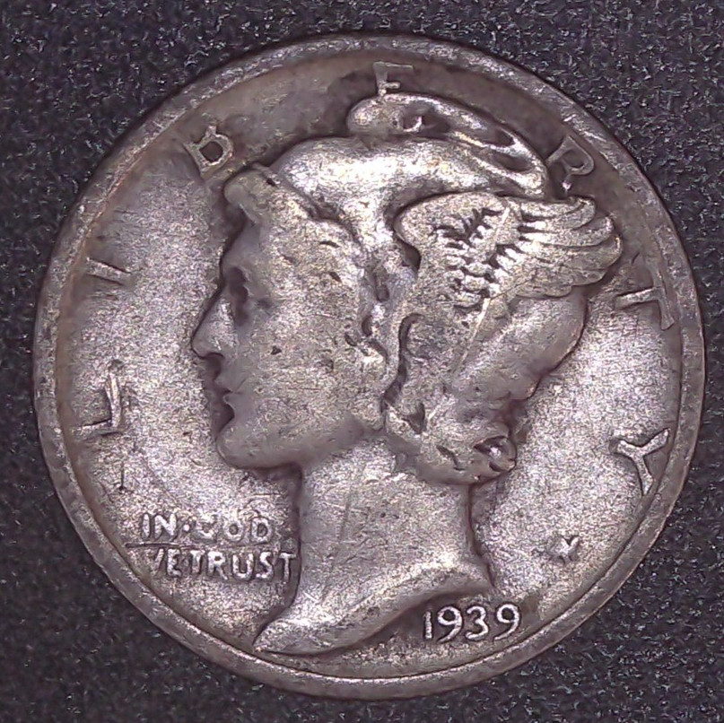 1939-D Mercury Winged Liberty .10c Dime 90% SILVER Denver Mint
