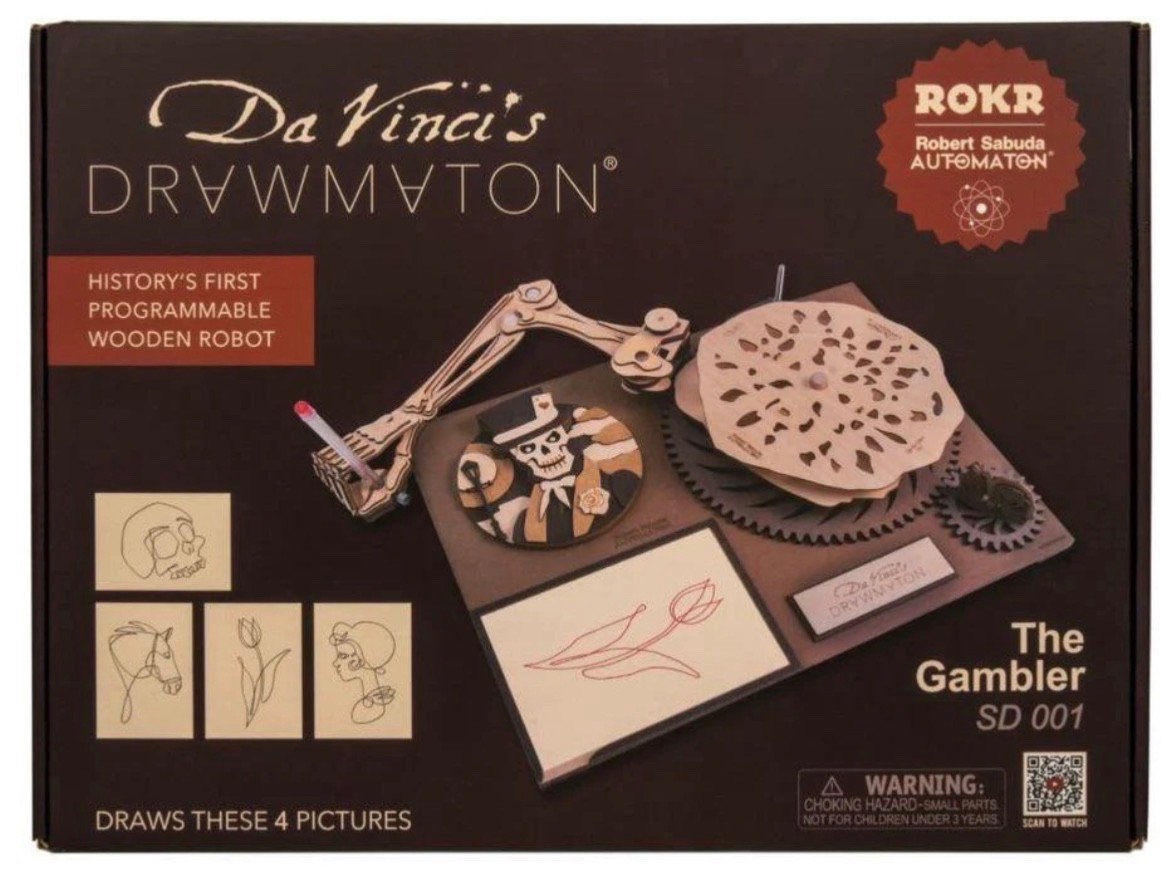 ROKR Da Vinci's Drawmaton (The Gambler) Wooden Drawing Robot Automaton NEW