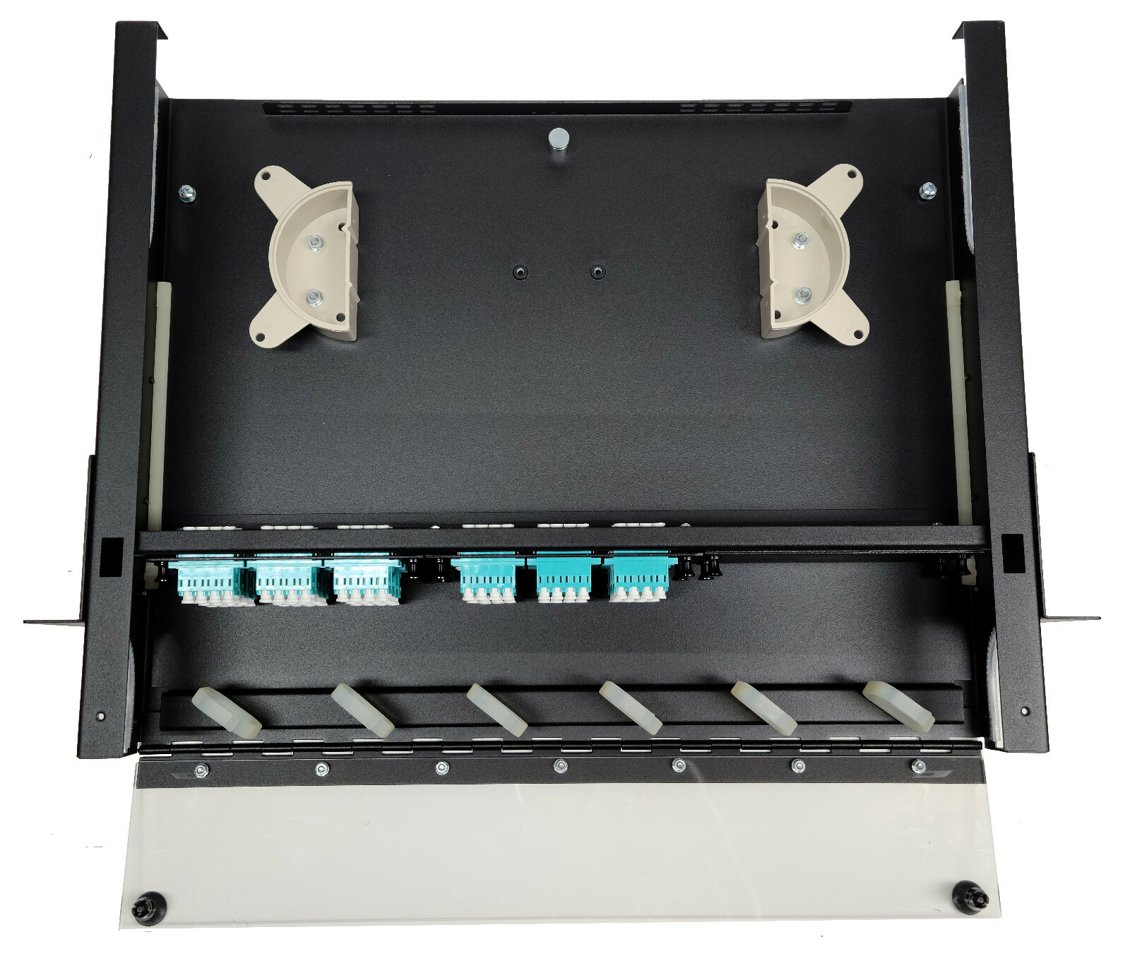 96 Fiber 2RU Rack Mount FDP Patch Only w/ 24 LC OM3/4 Quad Adapters Multimode