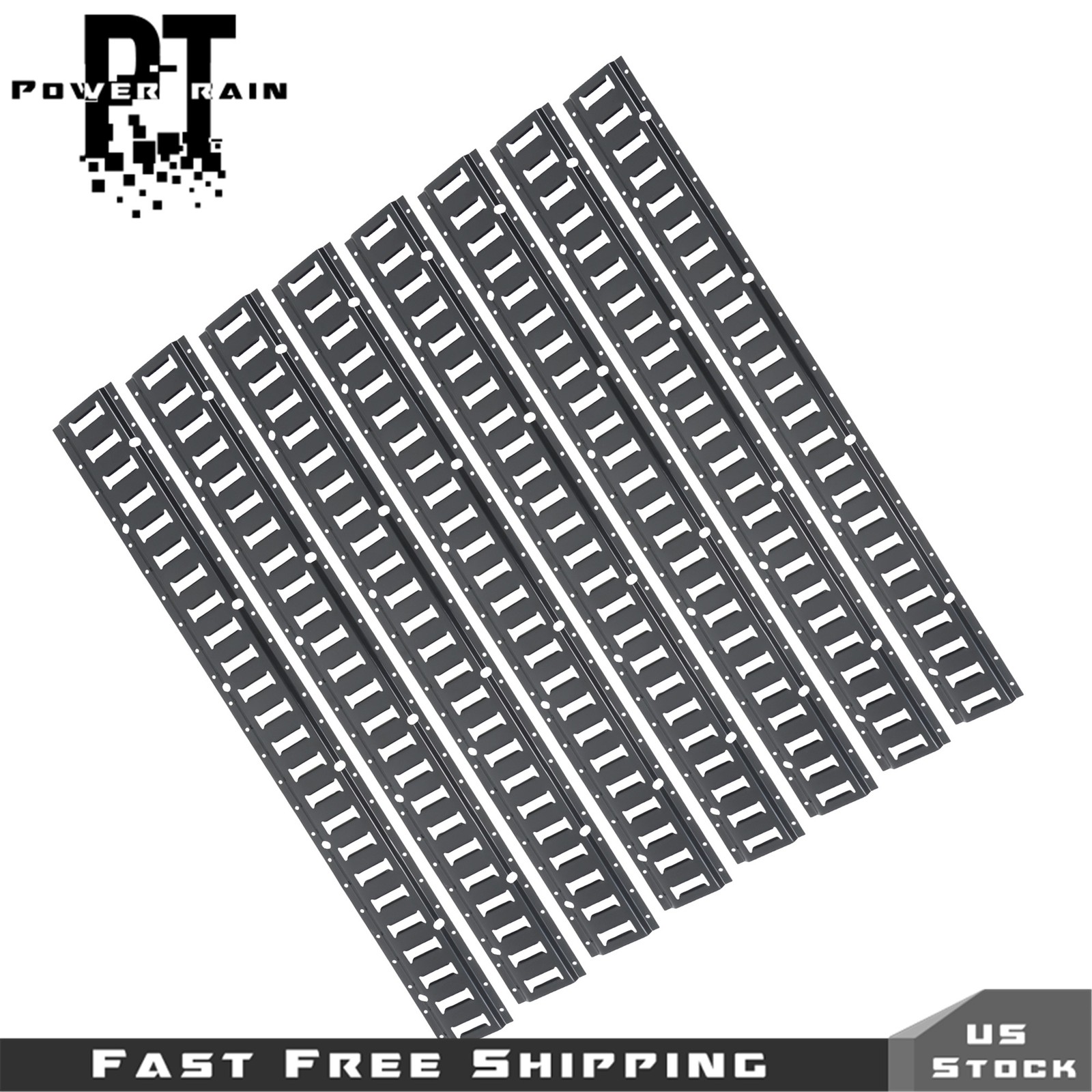 8 Pack 4' E Track Tie Down Rail Black For Garages Vans Powder-Coat