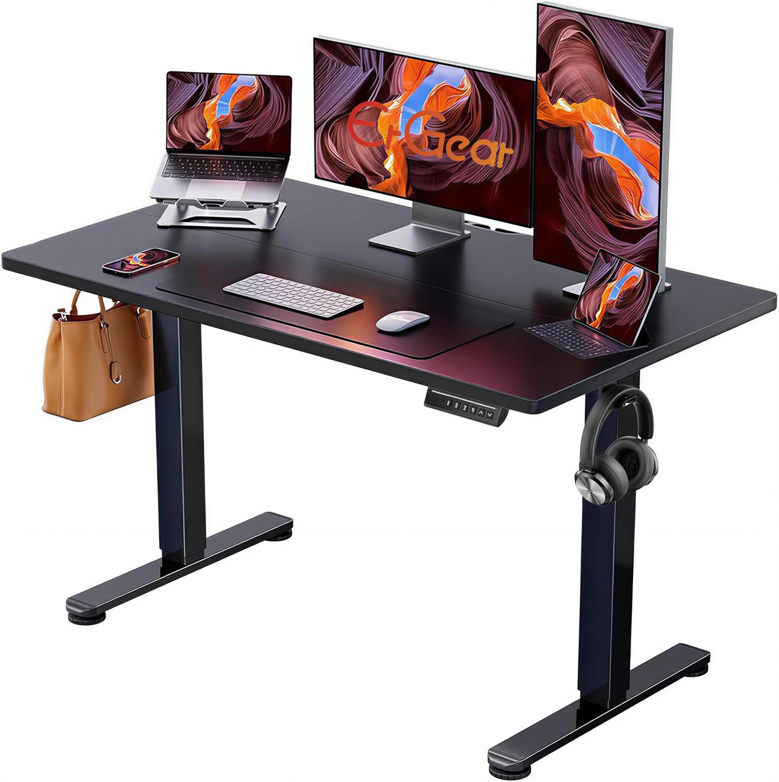 48 X 24 Inch Height Adjustable Electric Standing Desk Black