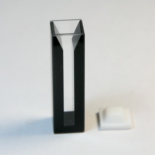 Micro Quartz Cuvette, Black wall, PTFE cover, 1.75ml,10mm light path,Light W=5mm