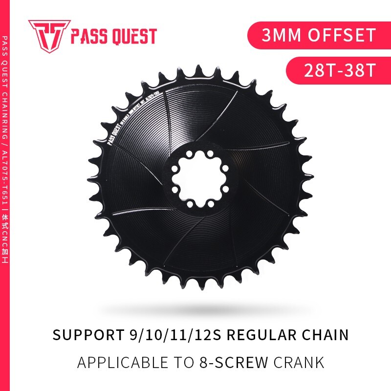 PASS QUEST Direct Mount Chainring 3MM OFFSET For 8-bolt Crank 28-38T