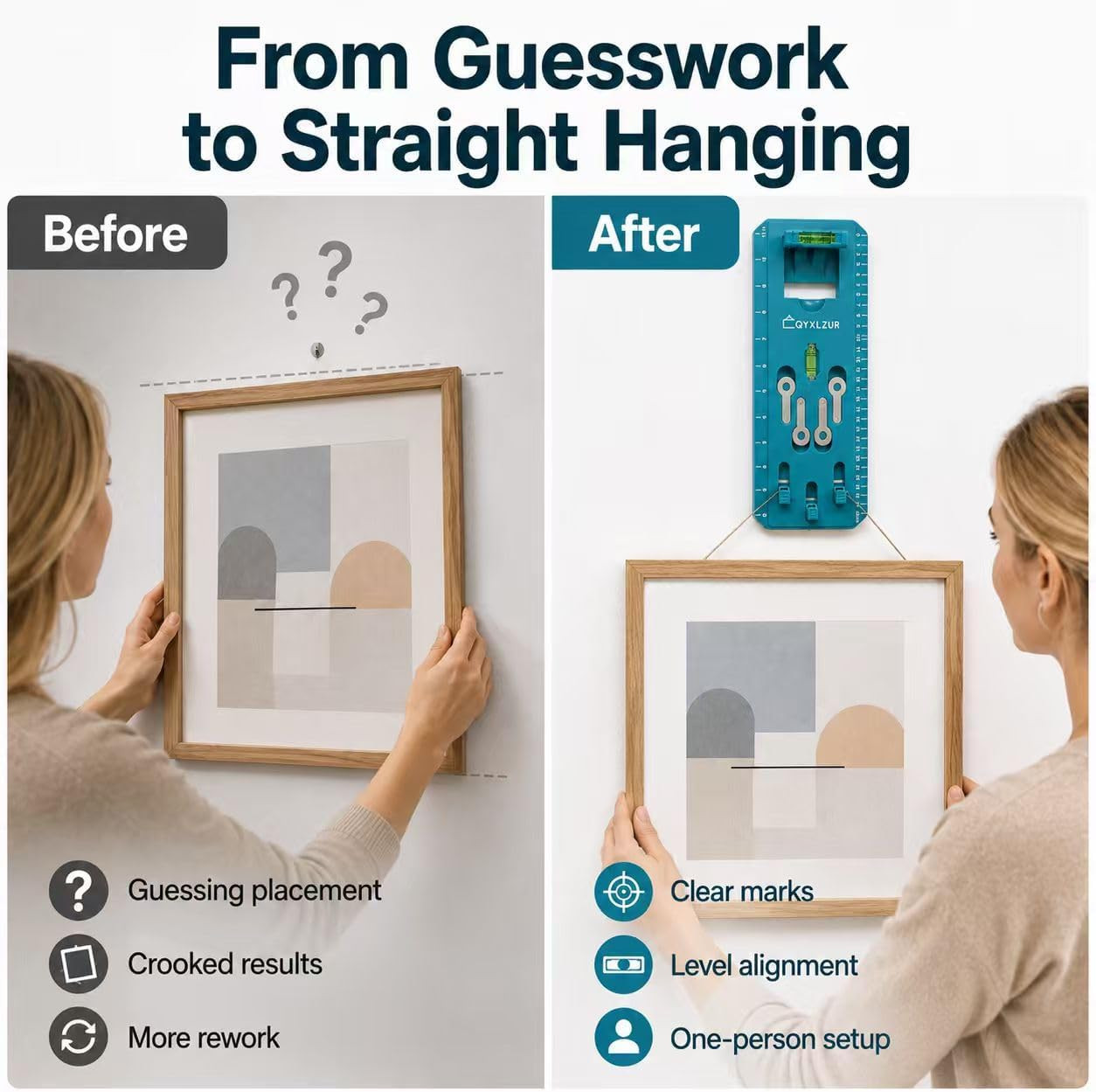 Professional Picture Hanging Tool for Easy One-Person Frame Setup