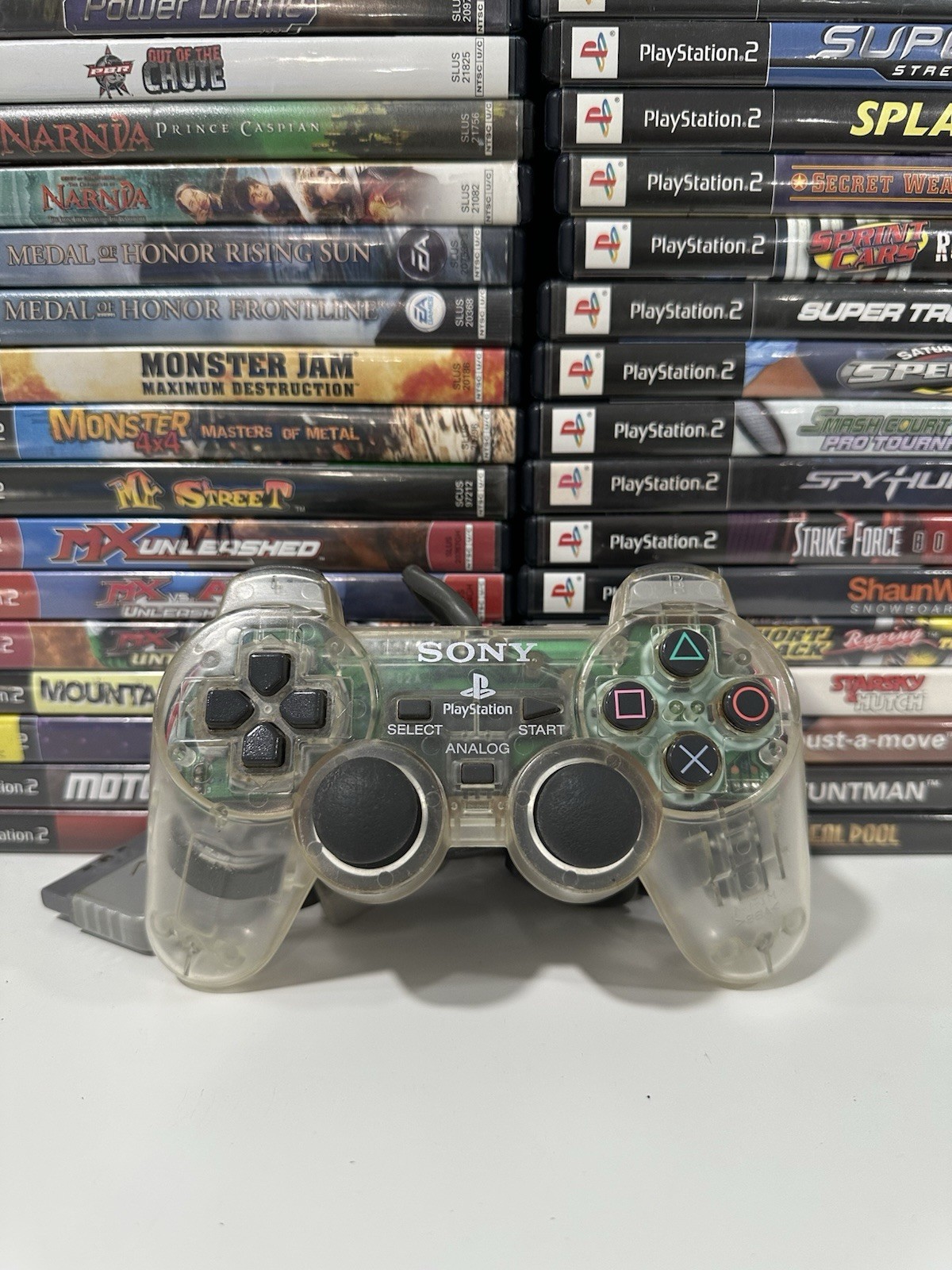 Sony PS2 CLEAR FROSTY Wired Controller OEM DualShock PlayStation 2 AUTHENTIC