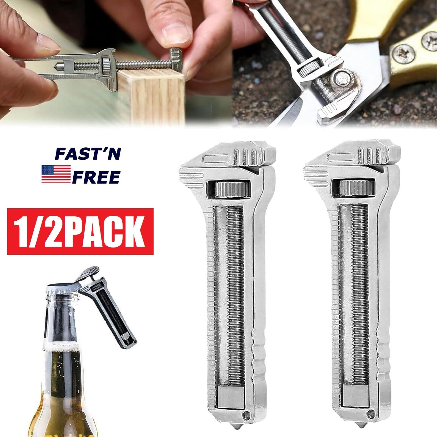 2Pcs Compact Titanium Multitool Alloy Everyday Multi Functional Wrench Spanner