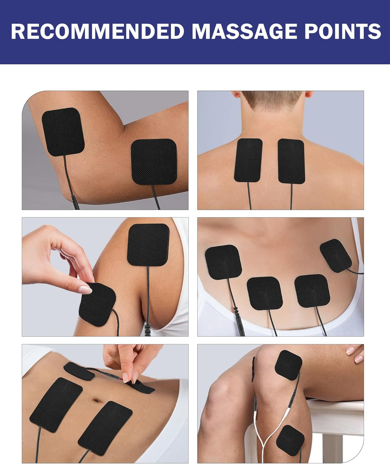 TENS Unit Replacement Pads, Reusable Self-Adhesive Electrodes Pads 20 Pac