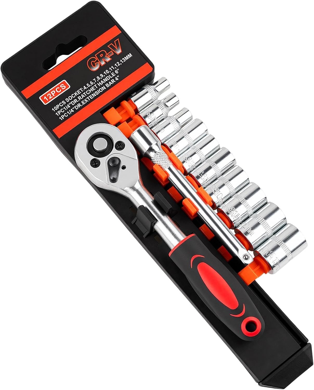 12PCS 1/4 Inch Drive Socket Set, Mini Ratchet Socket Wrench Set, Small Metri...