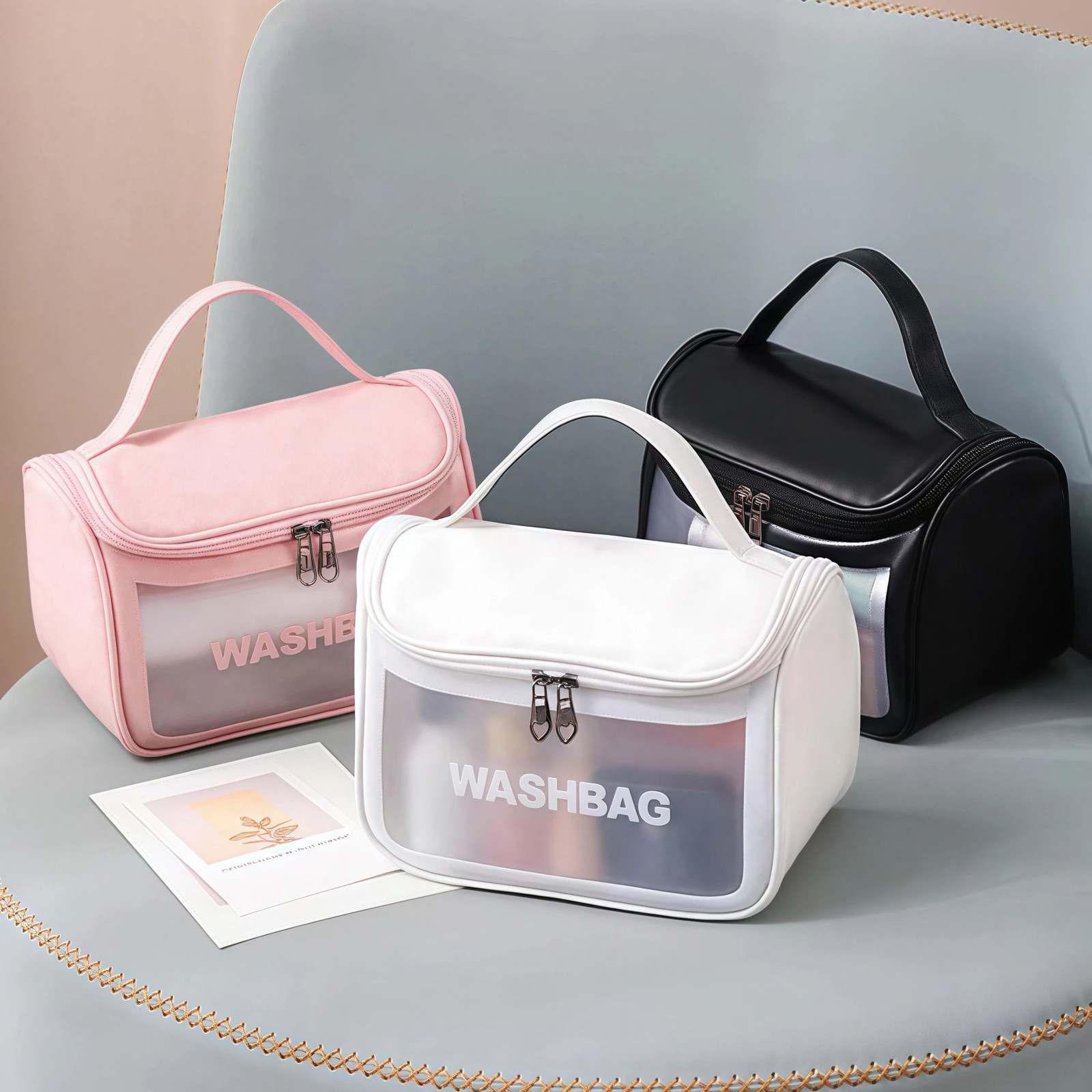 Ins Style Multifunctional Women's Cosmetic Bag Hand Wash Bag Portable Waterproof