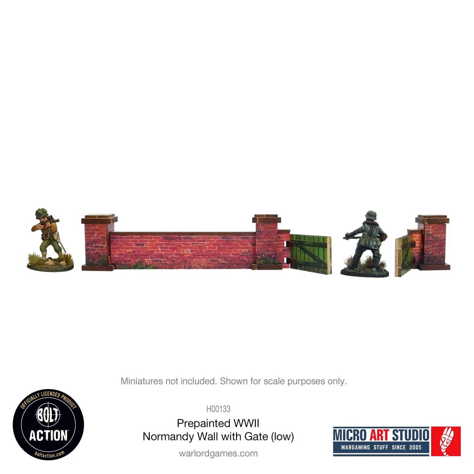 Micro Art Studio: WW2 Normandy Wall with Gate (Low) HDF Prepainted Terrain