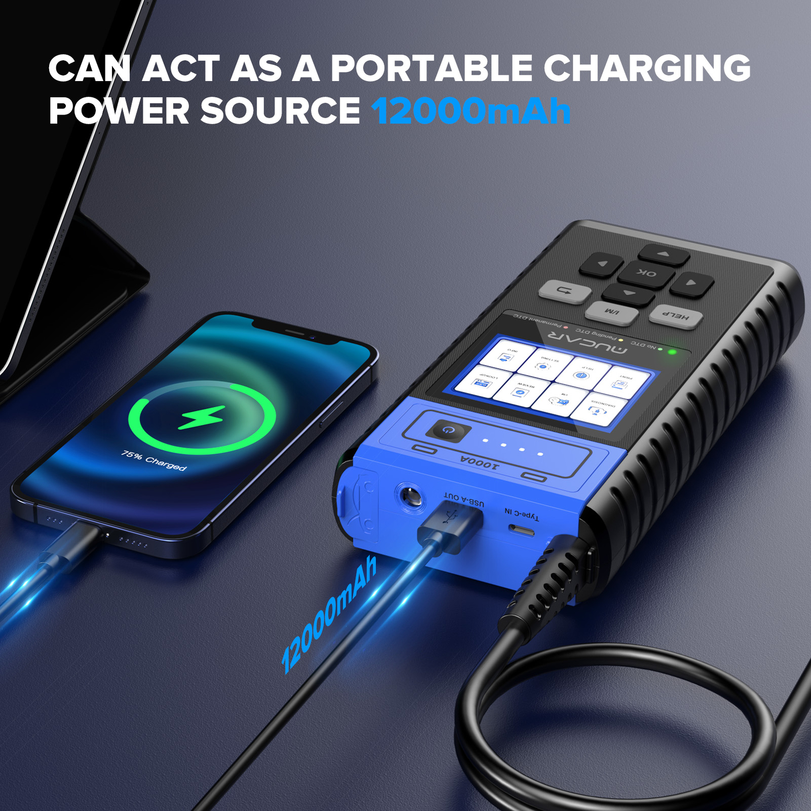 MUCAR JS501 OBD2 Code Reader Universal Car Jump Starter Booster Battery Charger