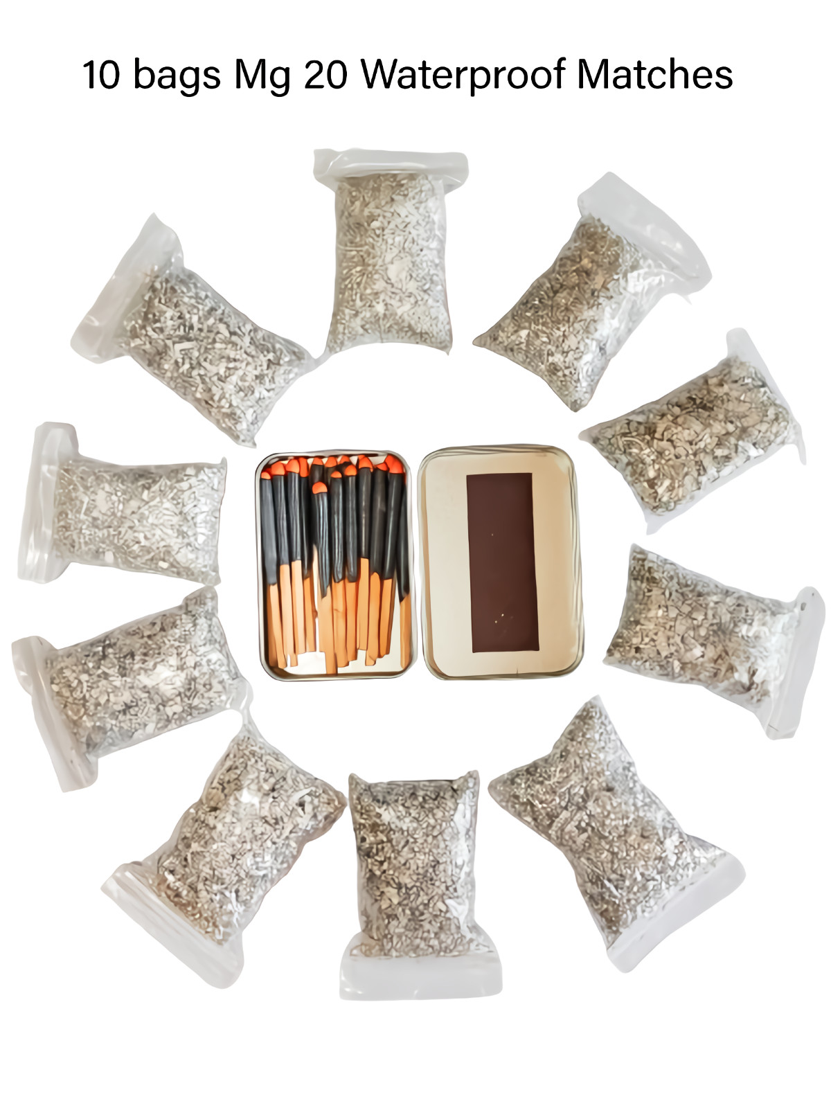 Fire Starter 10 Bag Magnesium 99% Pure Waterproof Match Camping Hiking Bushcraft
