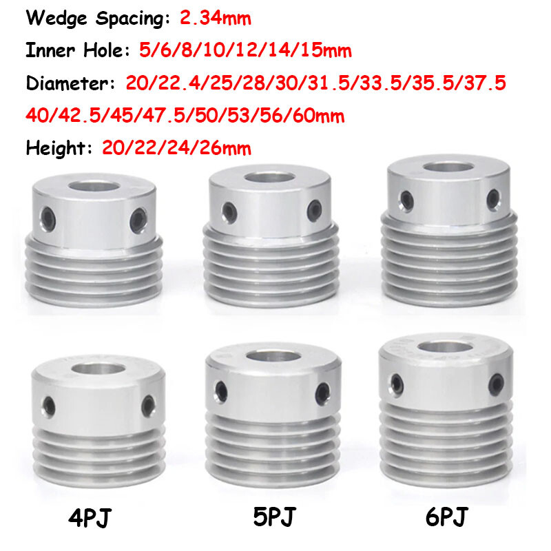 1Pcs 4/5/6 PJ Multi-Groove Pulley Transmission Ribs V-belt Drives V-Wheel 2.34mm