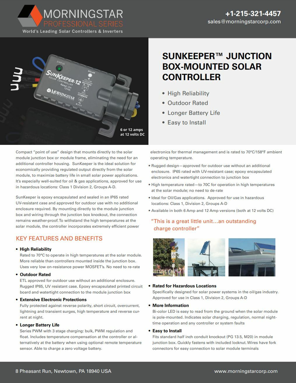 Morningstar SK-6 SunKeeper Solar Controller 12VDC 6A