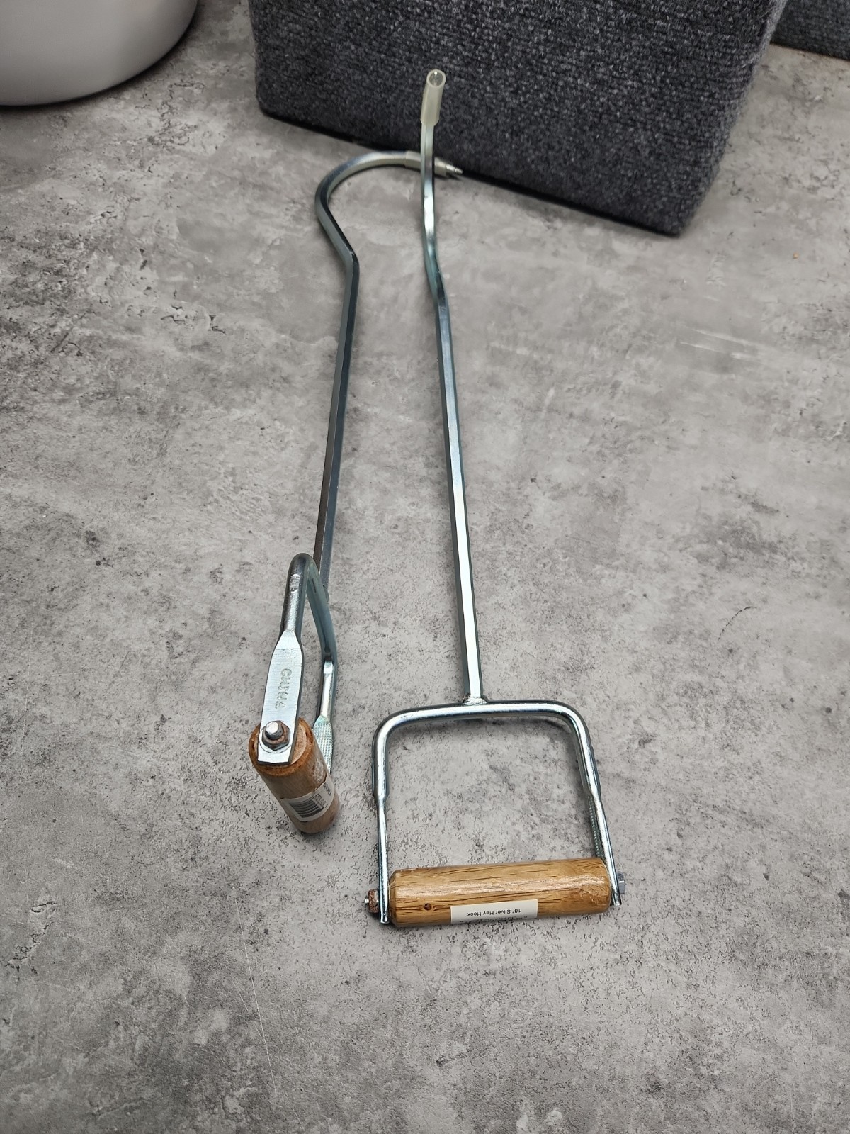 2 Pack- Red Rooster 18in Long Silver  Hay Hook With Wood Handle