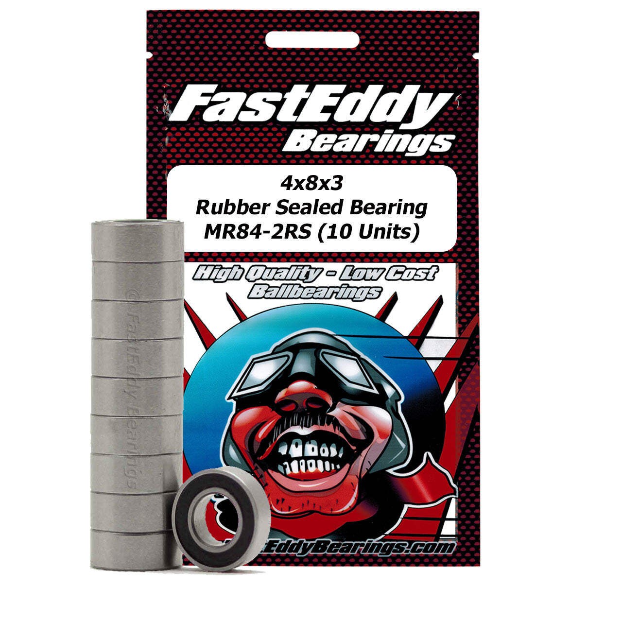 4x8x3 Rubber Sealed Bearing MR84-2RS 10 Units