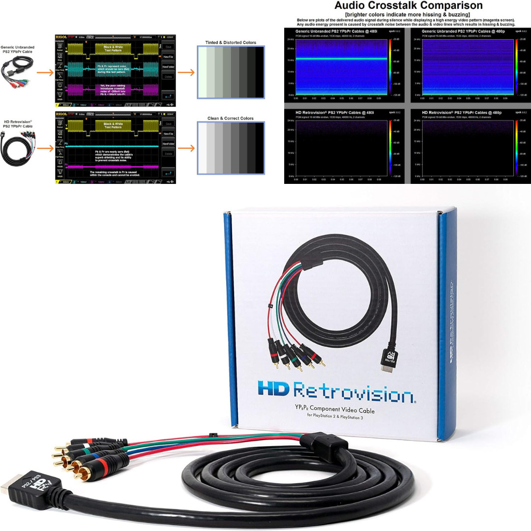 HD Retrovision Component Cable YPbPr for PS2 PS3 HD AV Video Cable