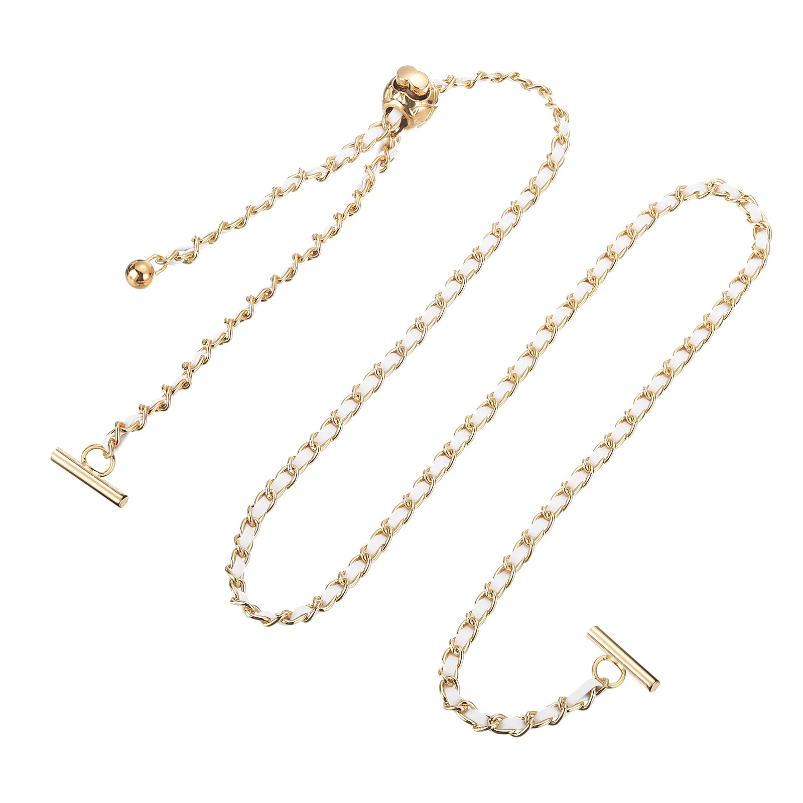 Purse Chain Strap, 46 Inch Adjustable Chains Strap White/Light Gold