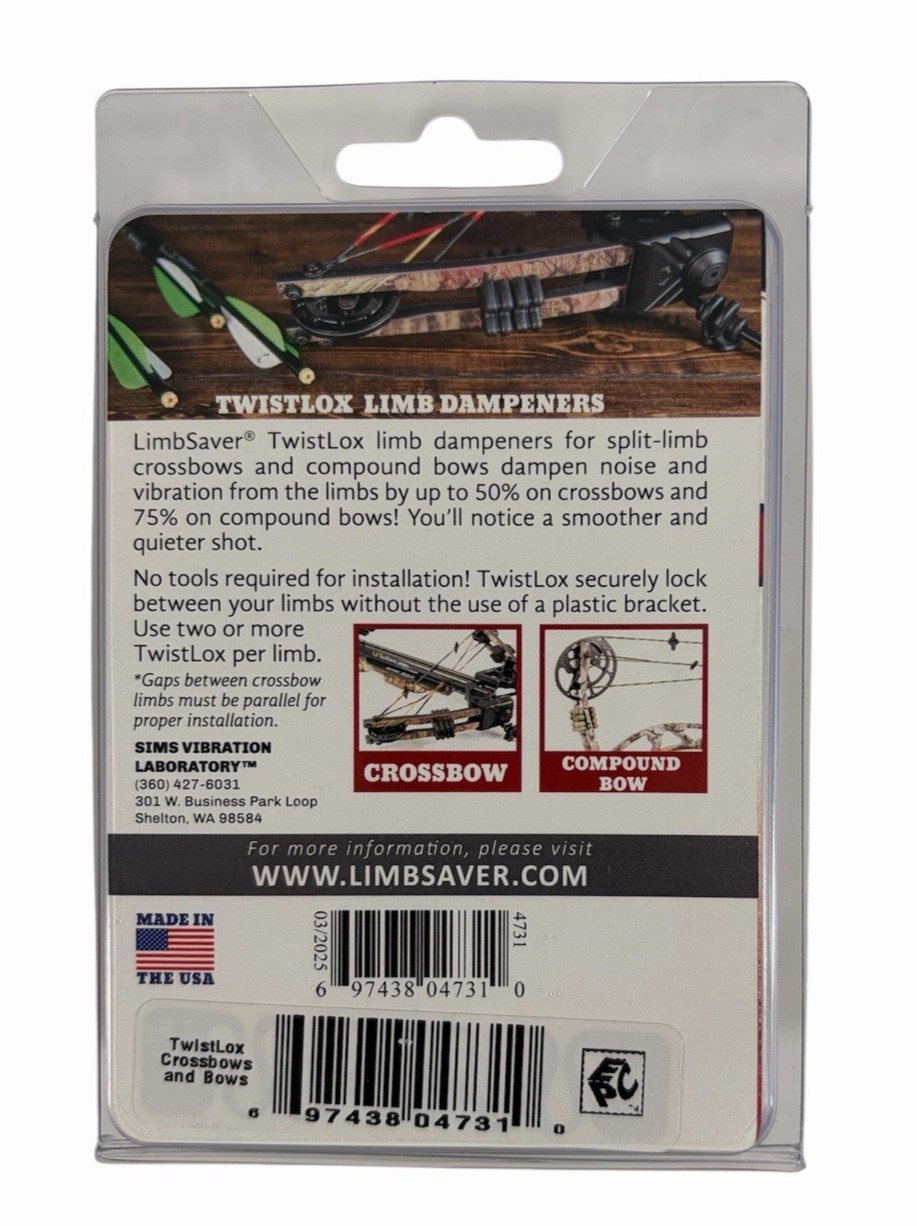 LimbSaver TwistLox Split-Limb Crossbow and Compound Bow Dampeners, Camo