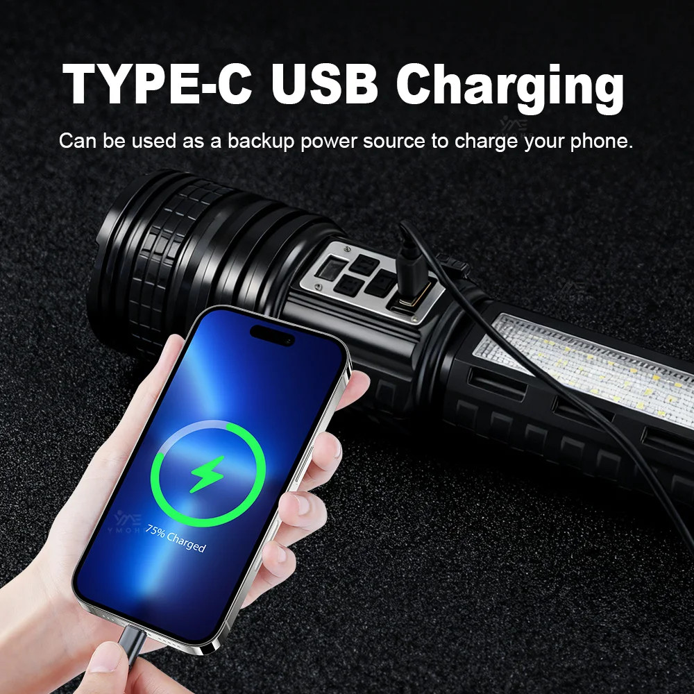 High Power Flashlight Super Big Rechargeable LED Searchlight Long Range Torch US