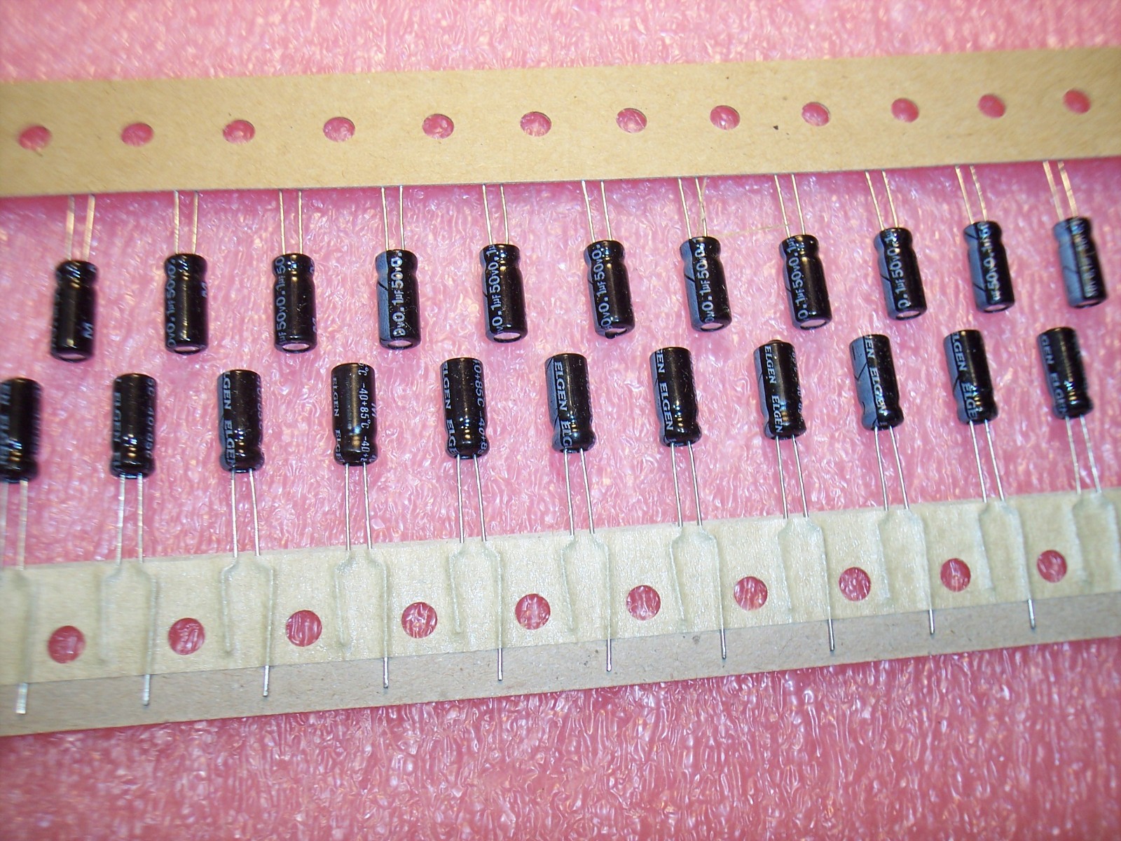 QTY (100) .1uf 50V 85' 5x11mm ALUMINUM ELECTROLYTIC CAPACITORS RE104M50 ELGEN