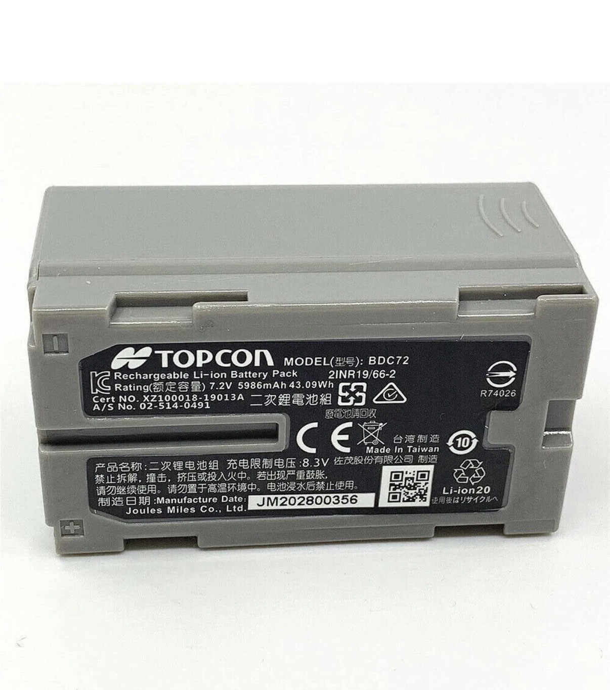 Li-ion Battery BDC72 For Topcon GM-52 Total Station 7.2V 5986mAh BDC72 battery