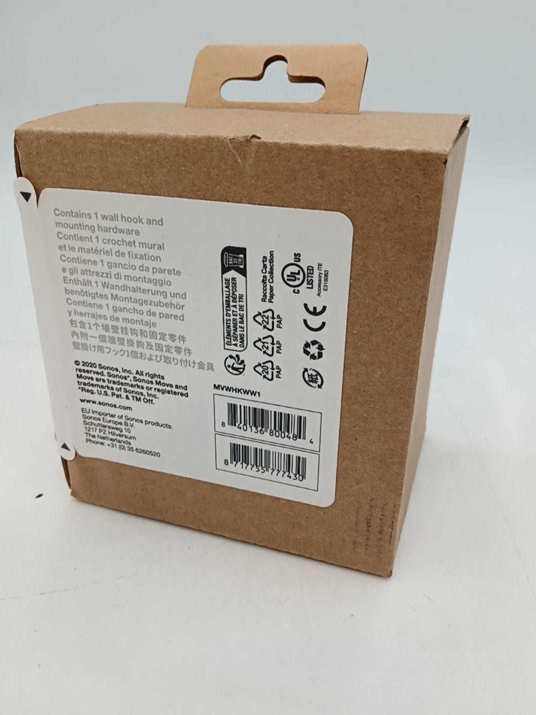 Sonos Move Wall Hook Mount White Fixed Speaker Mount Hardware MVWHKWW1