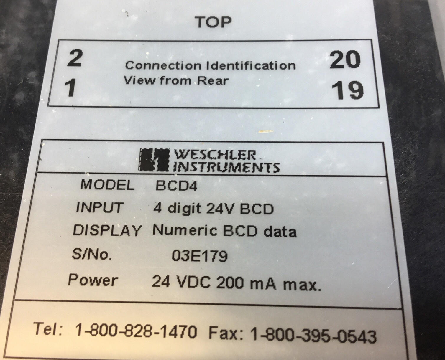 WESCHLER BCD-4 / BCD4 Remote 4 Digit BCD Input Display. 2D