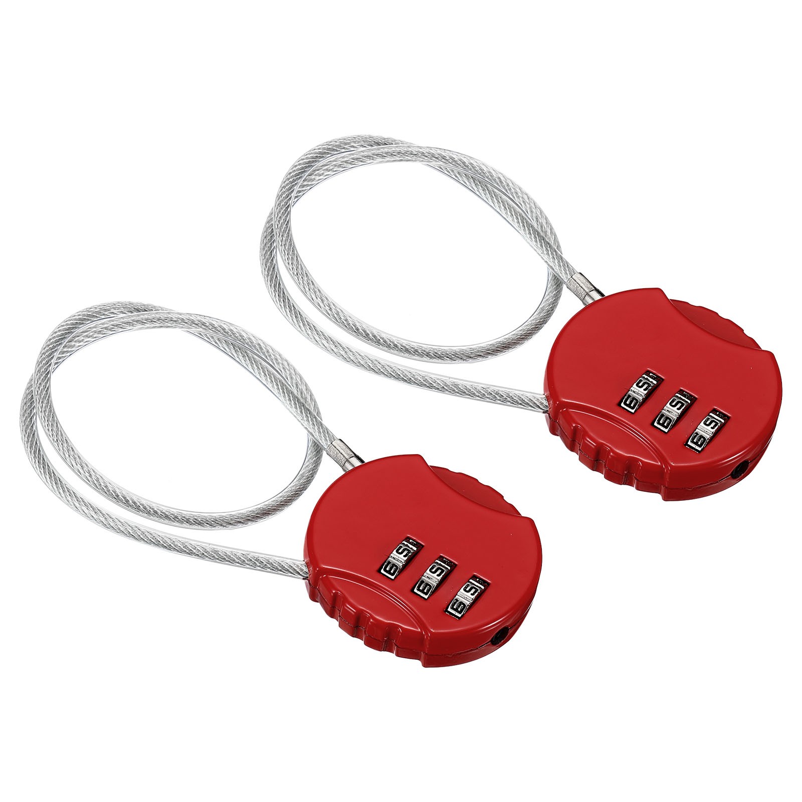 Small Combination Block 11.8", 2pcs 3 Digit Luggage Lock, Red