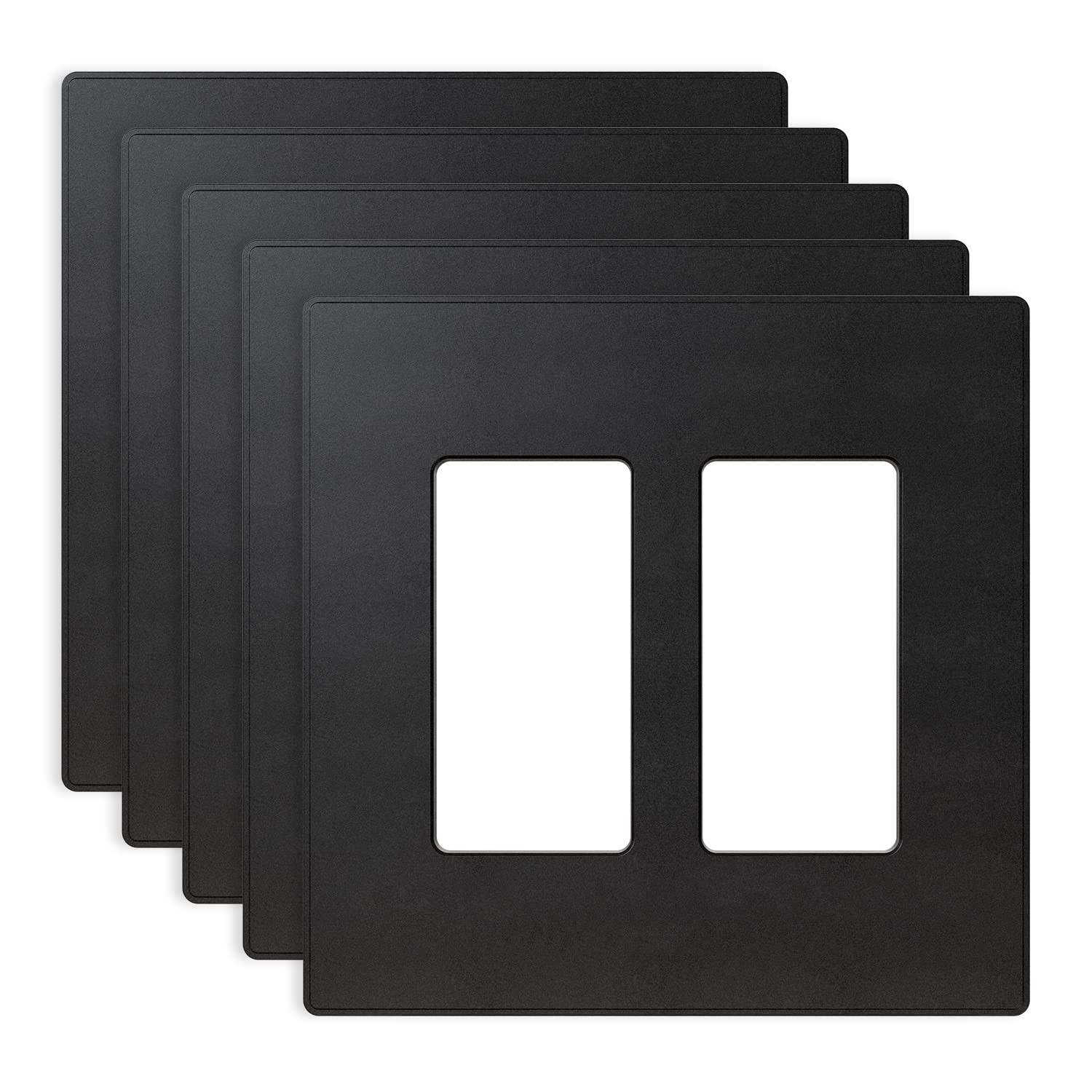 ELEGRP 2 Gang Screwless Decorative Wall Plates, Mid-Size Unbreakable Thermopl.