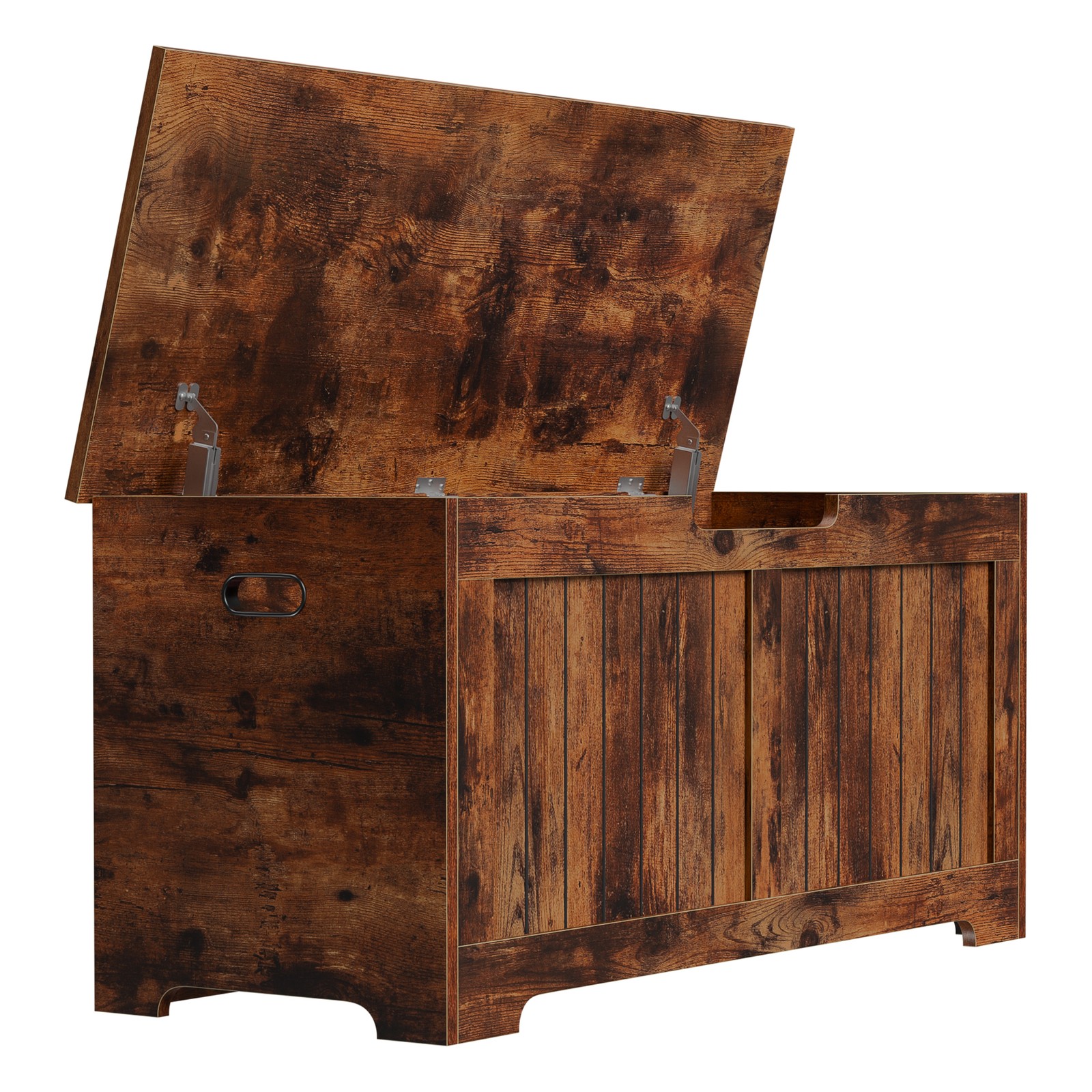 Storage Chest Storage Bench with Safety Hinge White for Playroom Rustic Brown