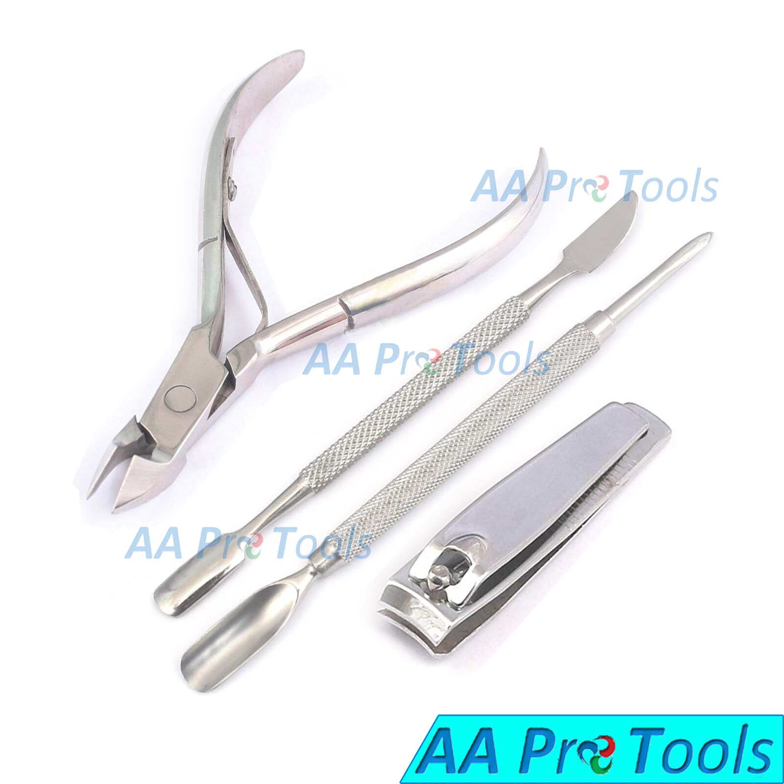 4 PCS Pedicure / Manicure Set Nail Clippers Cleaner Cuticle Pusher Grooming Kit