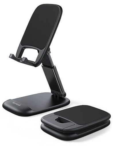 Foldable Phone Stand for Desk - Height Adjustable Cell Phone Holder 1-Black
