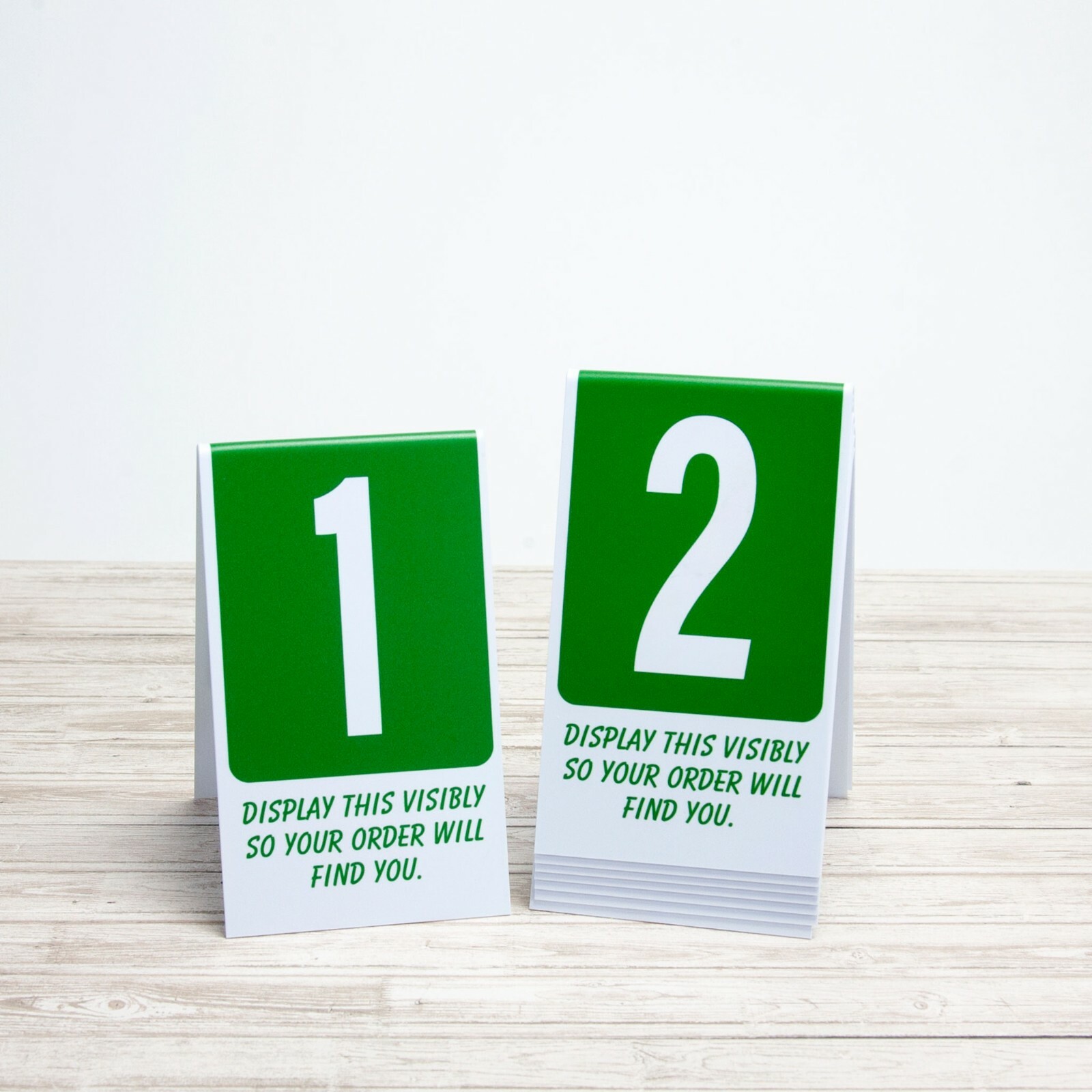 Table Numbers 1-50, Green w/ White Number, Tent Style, Free shipping