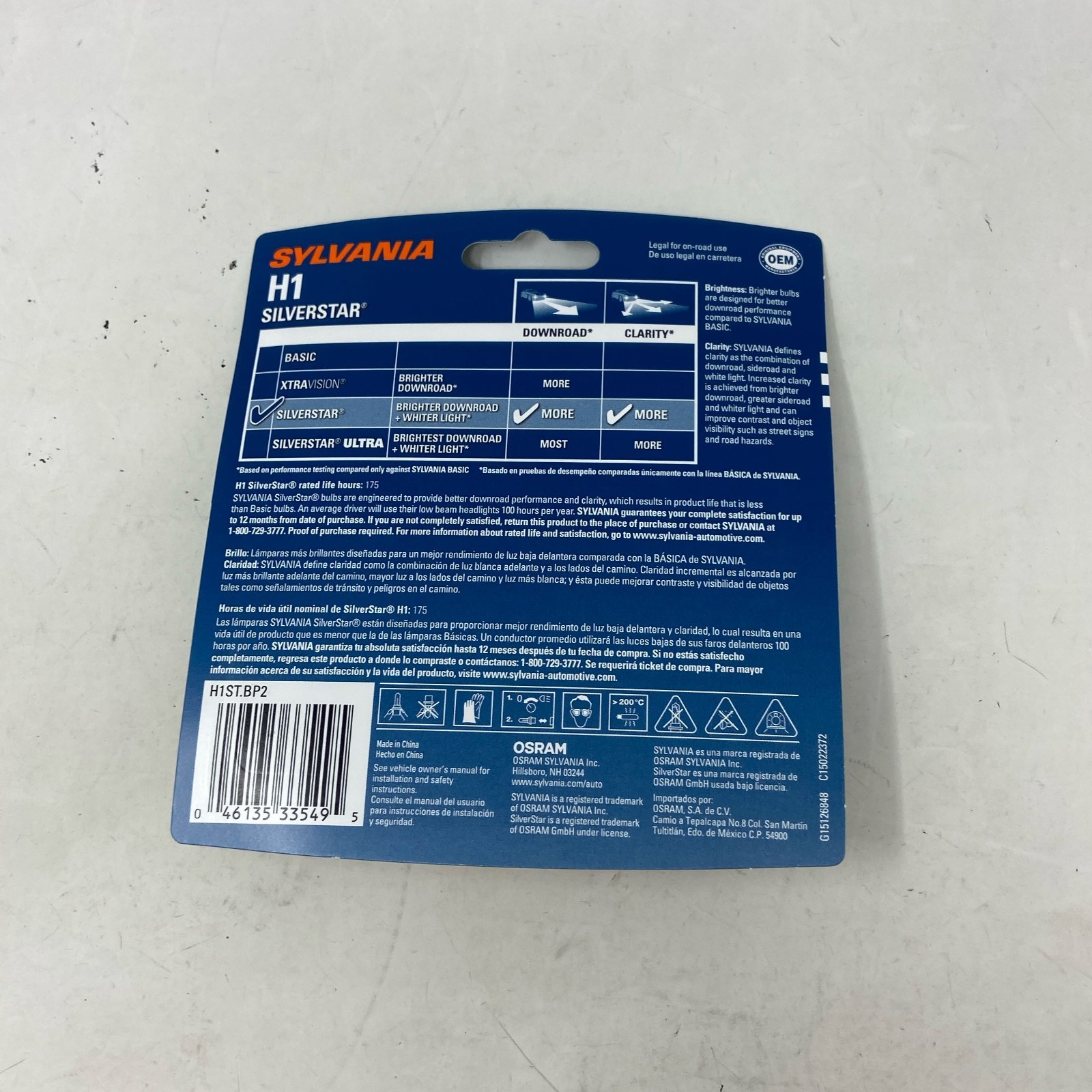SYLVANIA SilverStar H1 Halogen Headlight Bulbs 2-Pack, White