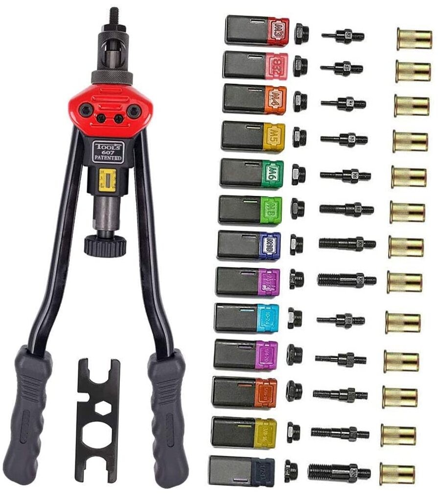 16”Hand Rivet Nut Tool,Professional Rivet Nut Setter Kit with 13 Mandrels（M3