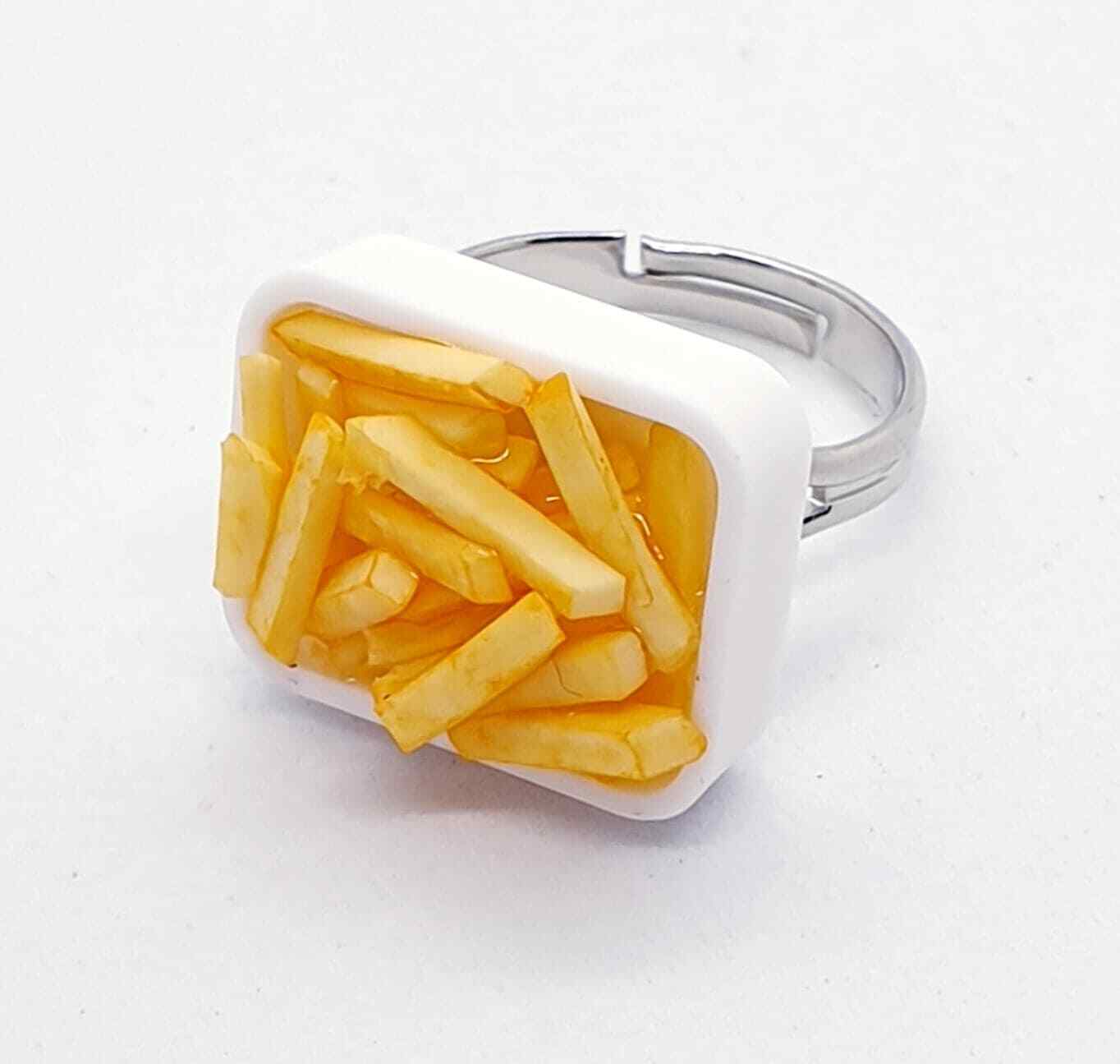 Handmade PORTION OF CHIPS RING fries MINIATURE food jewellery MINI adjustable