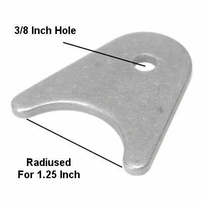 Weld On Radiused Mounting Tab For 1.25 Inch Tubing With 3/8 Inch Hole - 10 Pack
