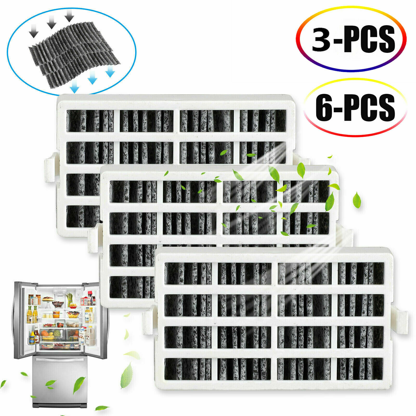 1~6x Replacement Refrigerator Air Filter for Whirlpool AIR1 W10311524 Fresh Flow