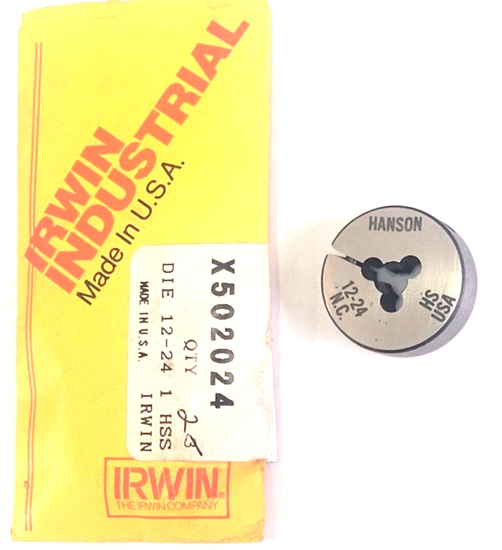 Irwin 502024 12-24 NC HSS 1" OD Round Adjustable Die Hanson