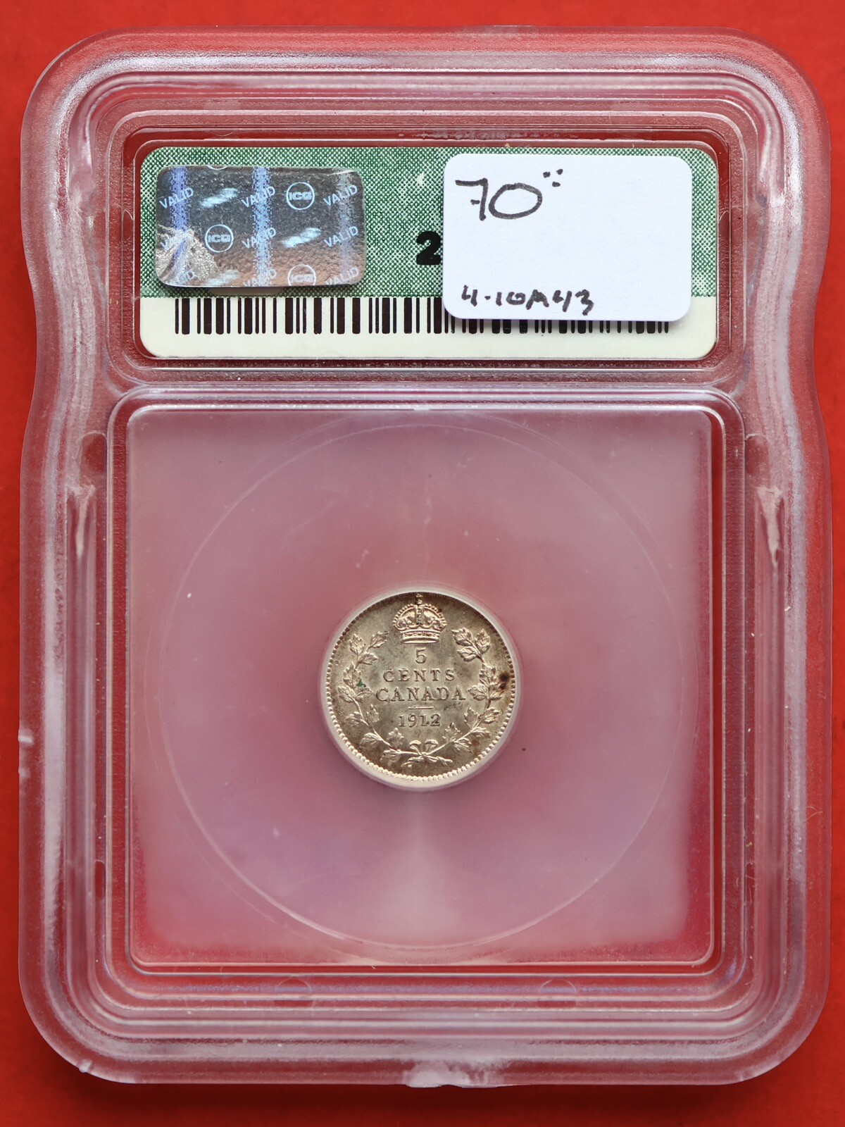 1912 Canada 5 Cents - ICG AU58 -
