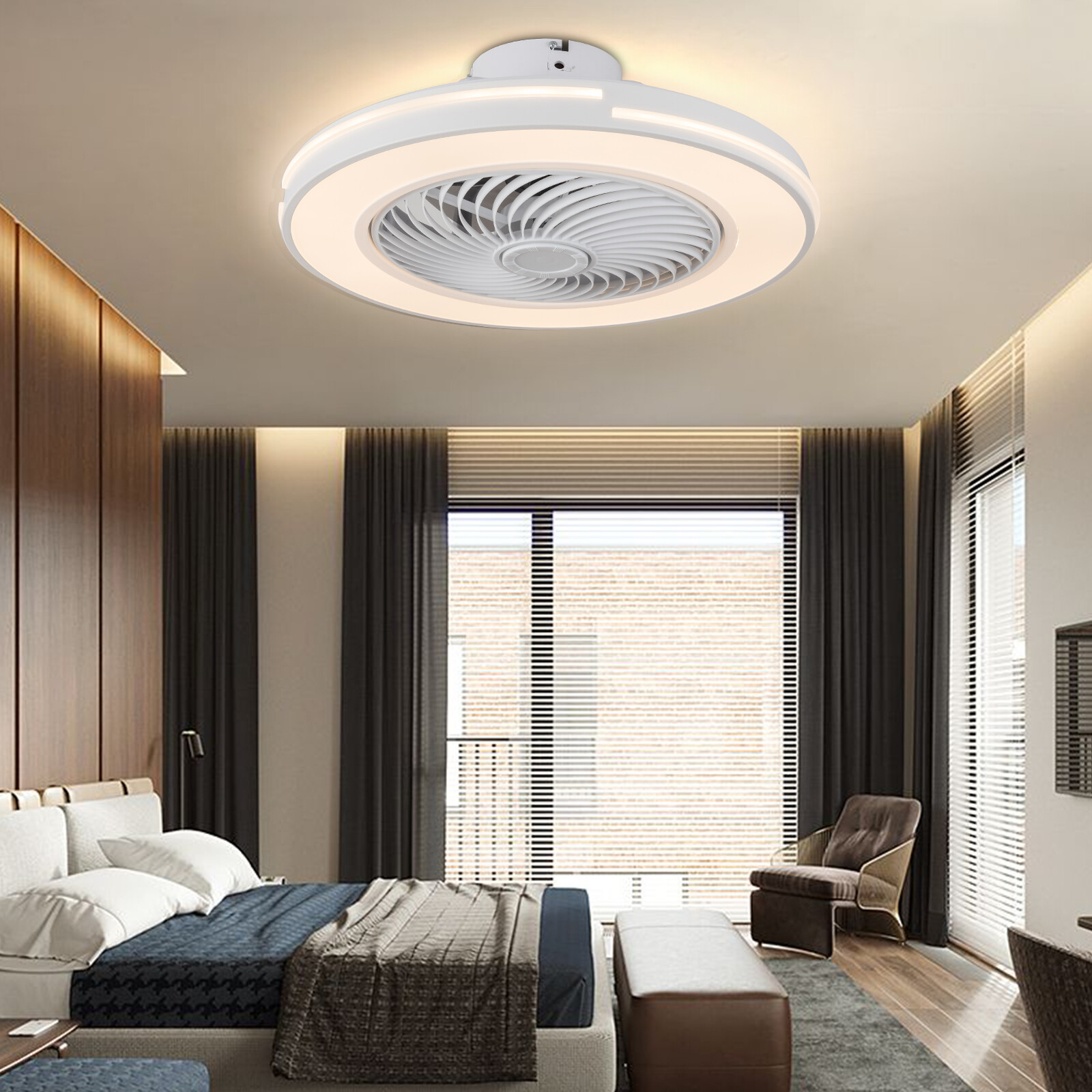 20" Modern Ceiling Fan with LED Light Chandelier Flush Mount Lamp Remote Control