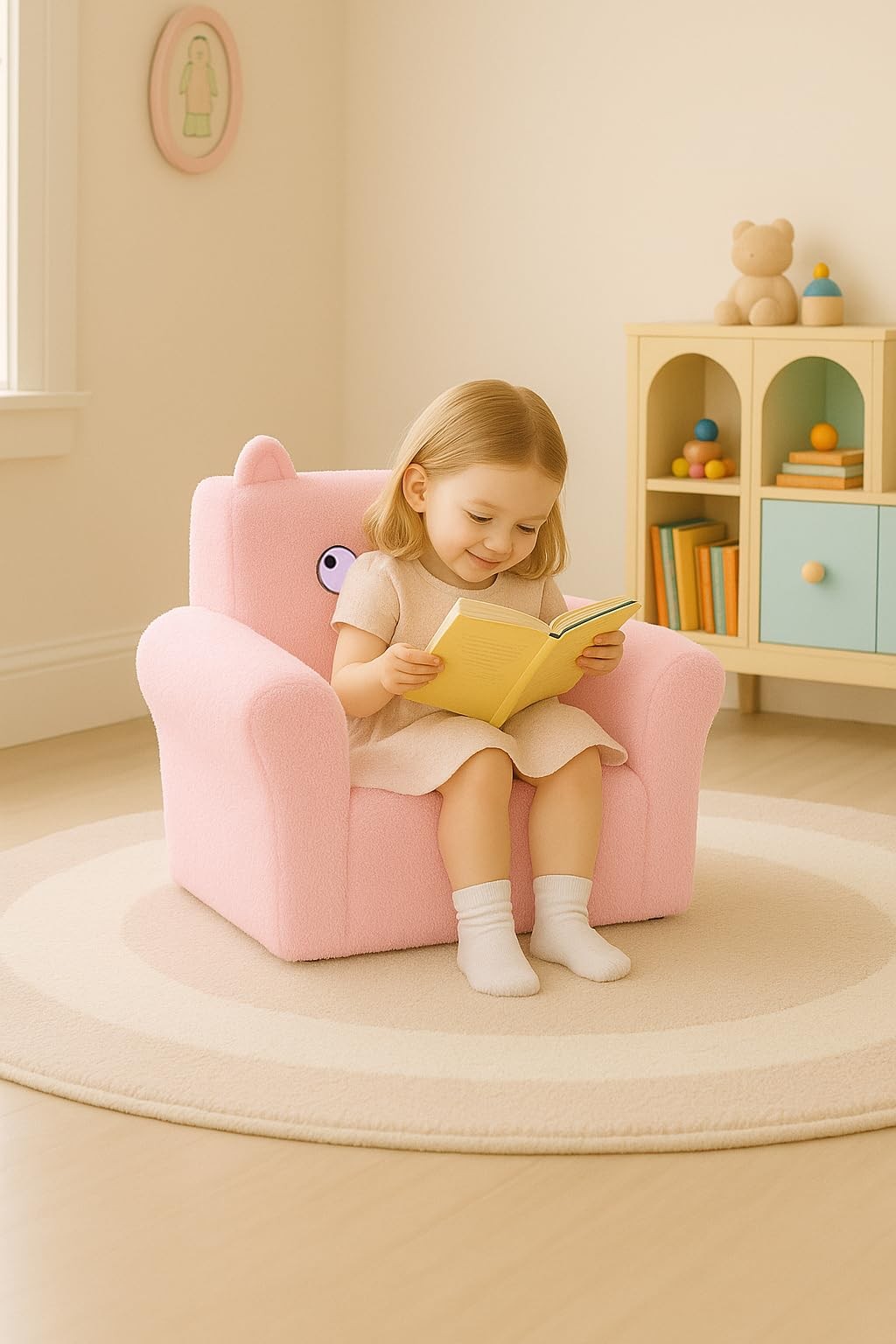 Cute Animal Foam Chair, Soft Faux Rabbit Fur, Comfy Lounge Chair and Couch wi...