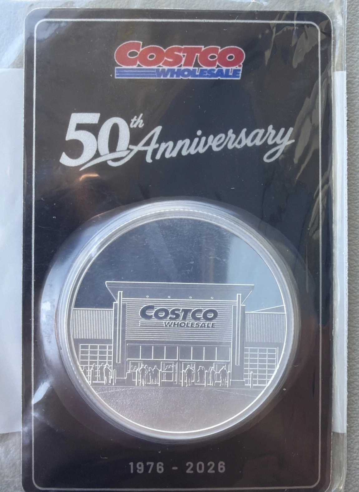 Costco 1oz Silver Round 1976-2026 50th ANNIVERSARY BU SMI .999 Fine Silver