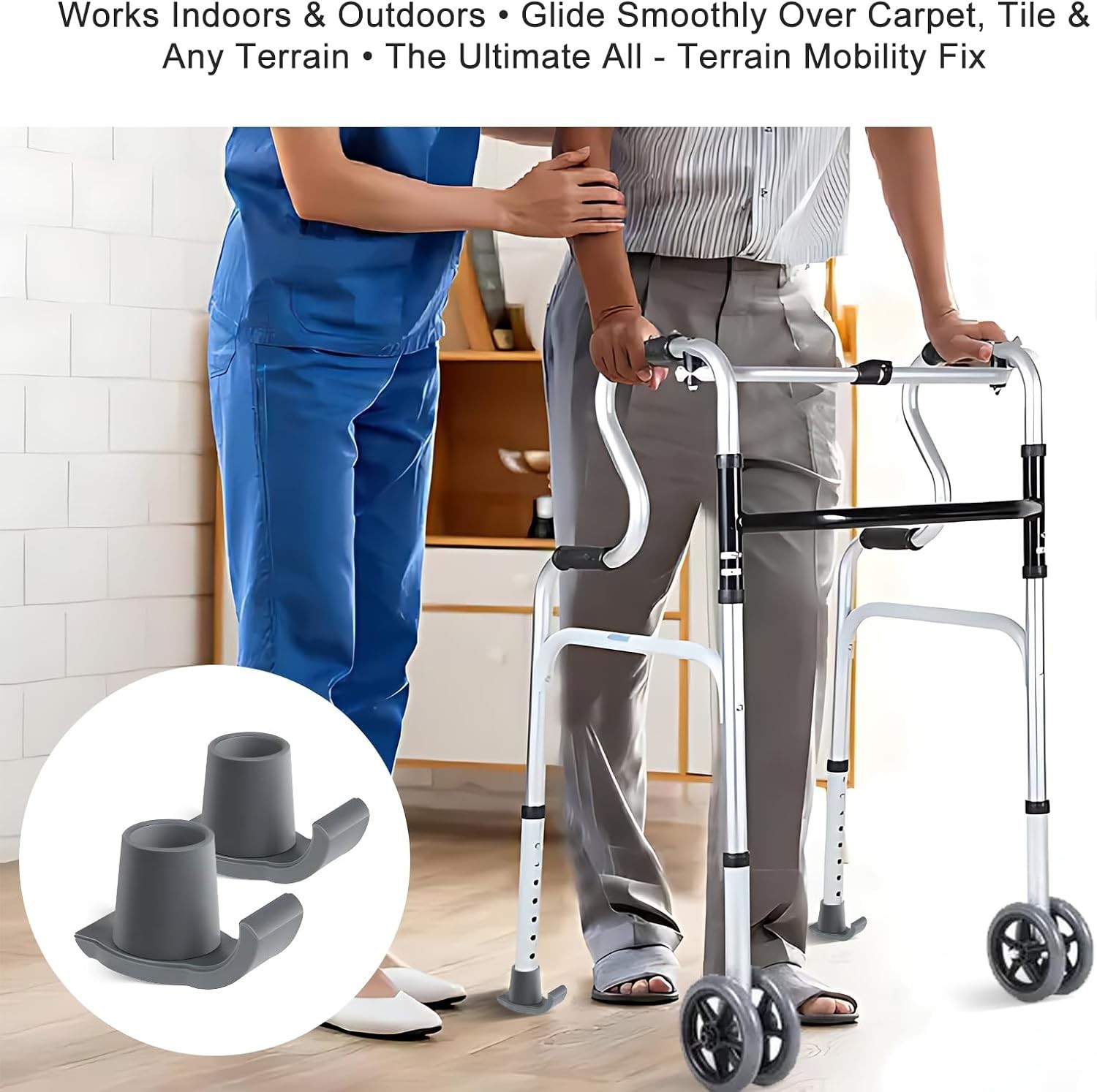 2-Pack Durable Walker Ski Glides - Easy Install for Safe Mobility on Any Surface