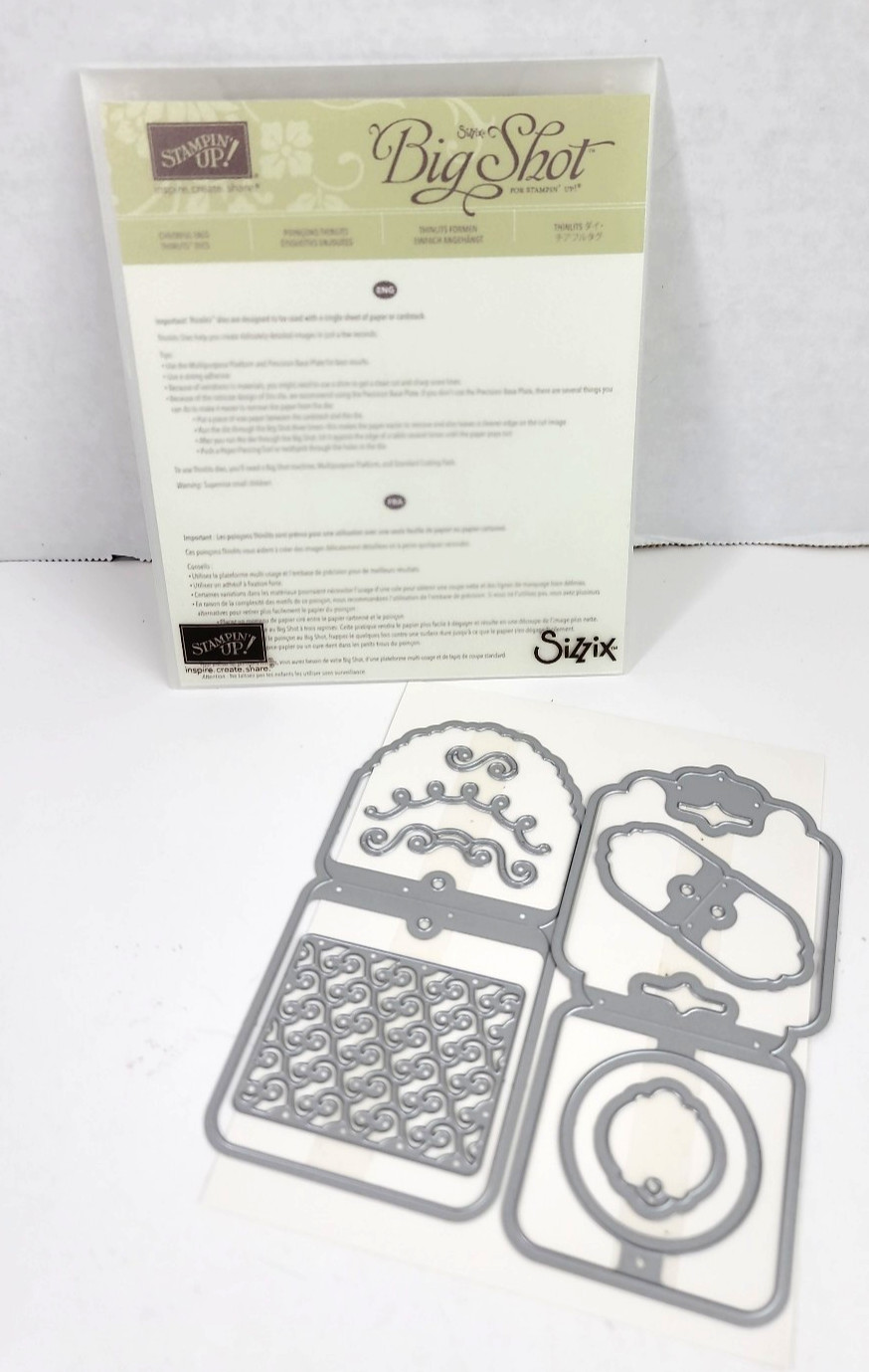 Stampin Up Cheerful Tags Thinlits Dies Sizzix Big Shot Fold Over Gift Tag 141838