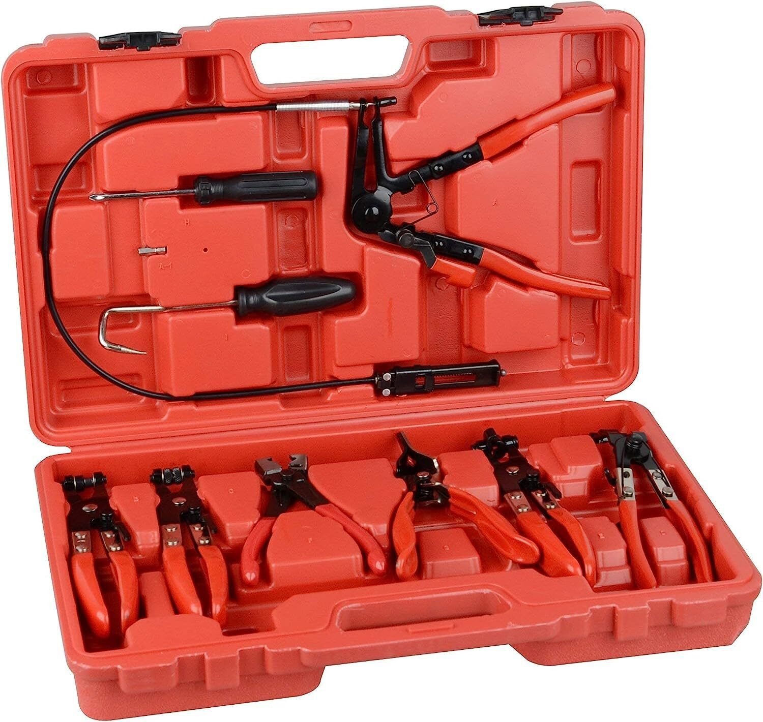 Flexible Automotive Hose Clamp Clip Plier Tool for Swivel Jaw Flat Angled Band
