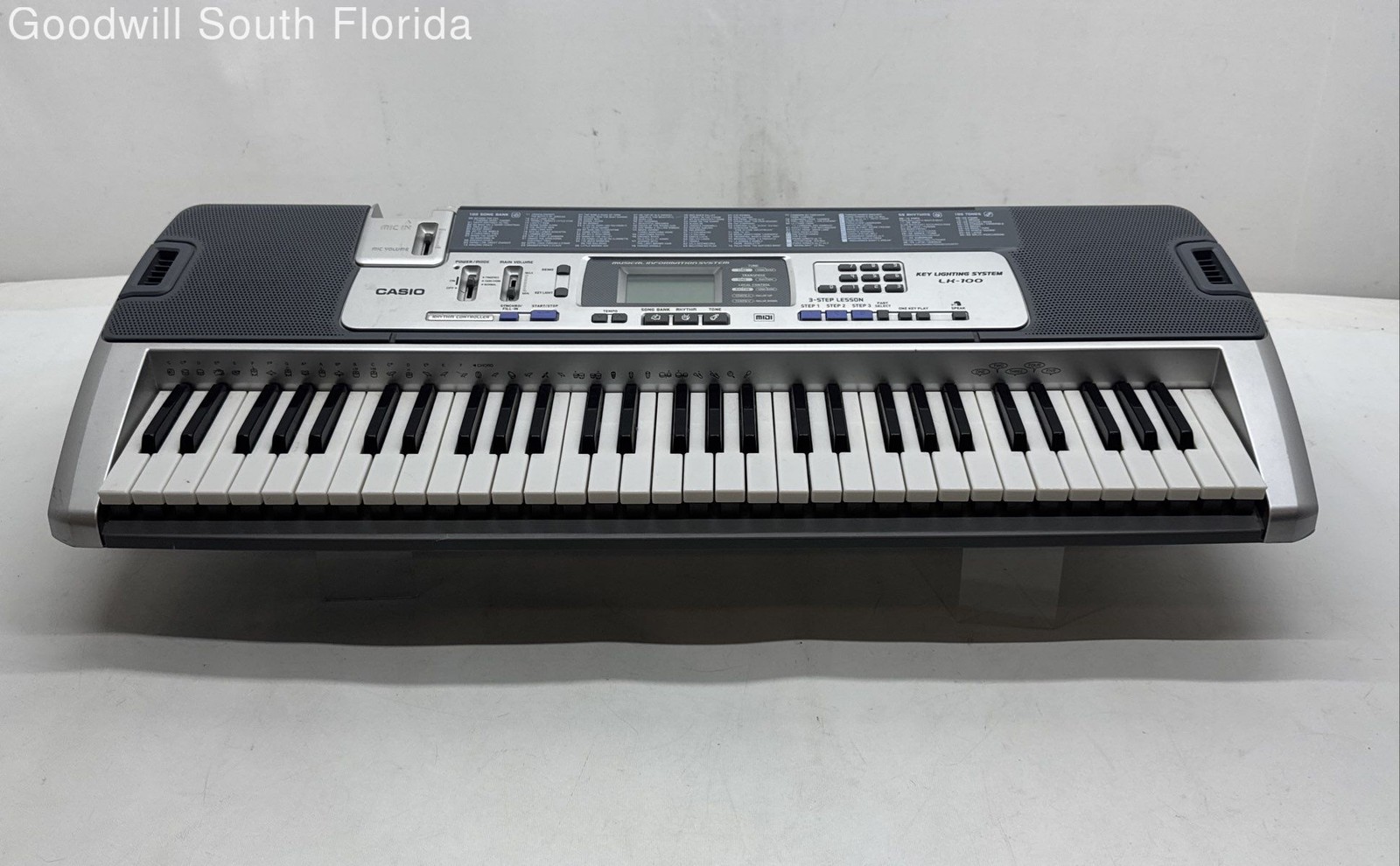 Casio Model LK-100 Silver Black 61-Keys Lighting Electronic Keyboard Not Tested